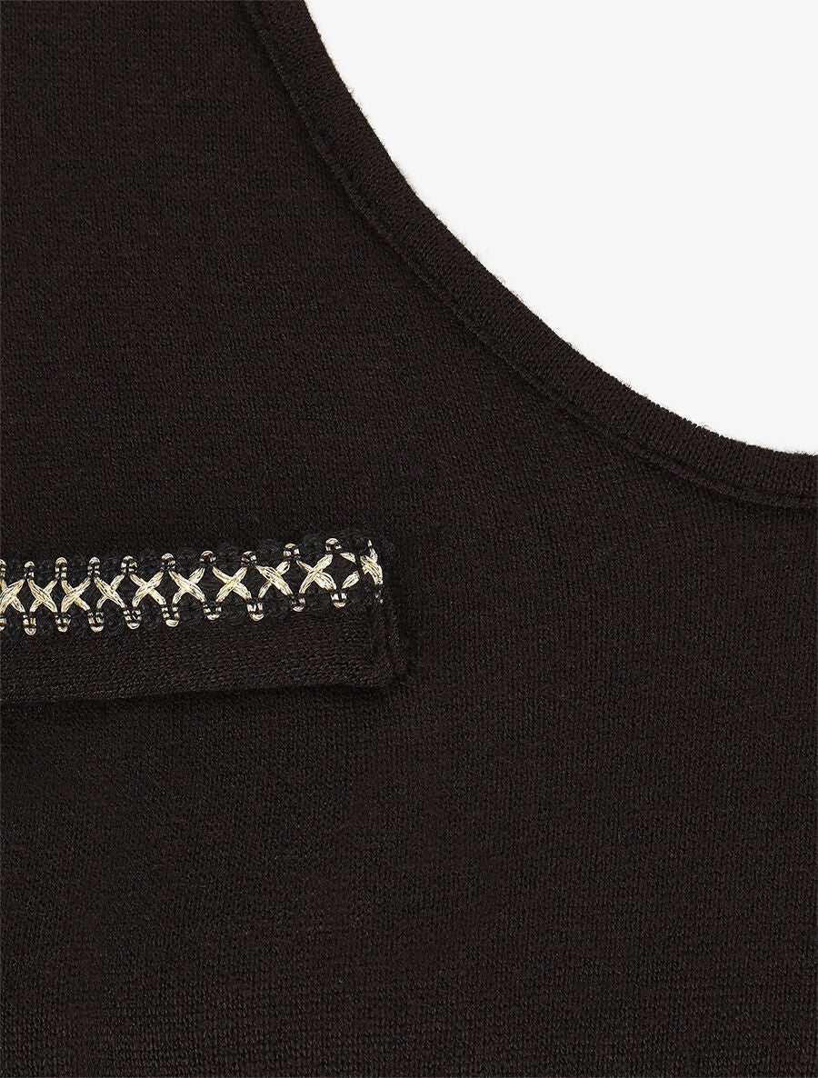 Pull fin à détails irisés - Noir - 3