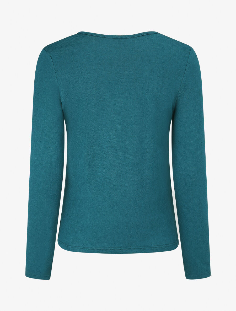 Pull fin à détails irisés - Bleu lagon - 2
