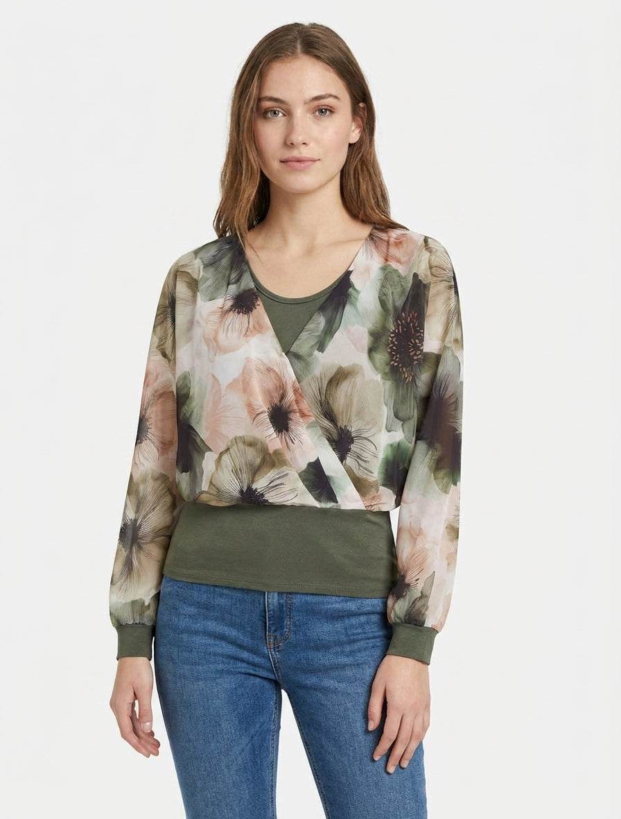 Top voile manches chauve-souris - Kaki