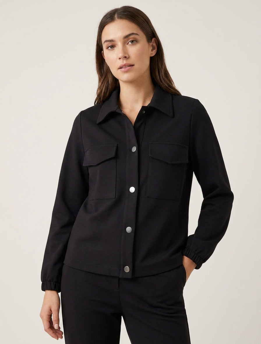 Veste stretch col à pied - Noir