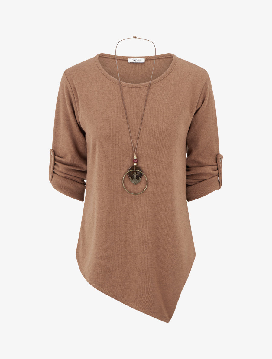 Pull asymétrique coupe droite - Camel
