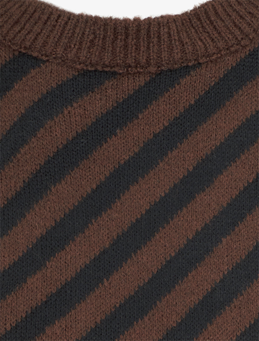 Pull mohair à rayures diagonales - Marron - 3