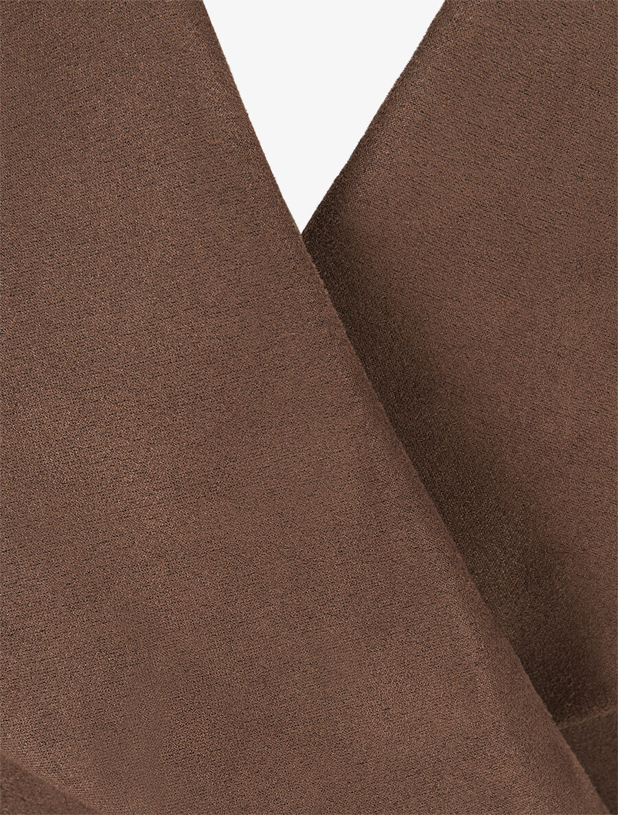Trench long uni en suédine - Marron - 3