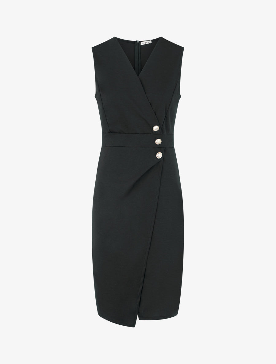 Robe portefeuille sans manches - Noir - 1