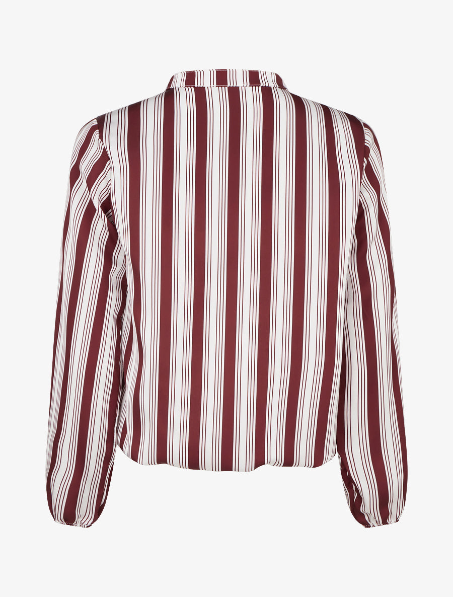 Blouse rayée satinée coupe boule - Bordeaux - 2