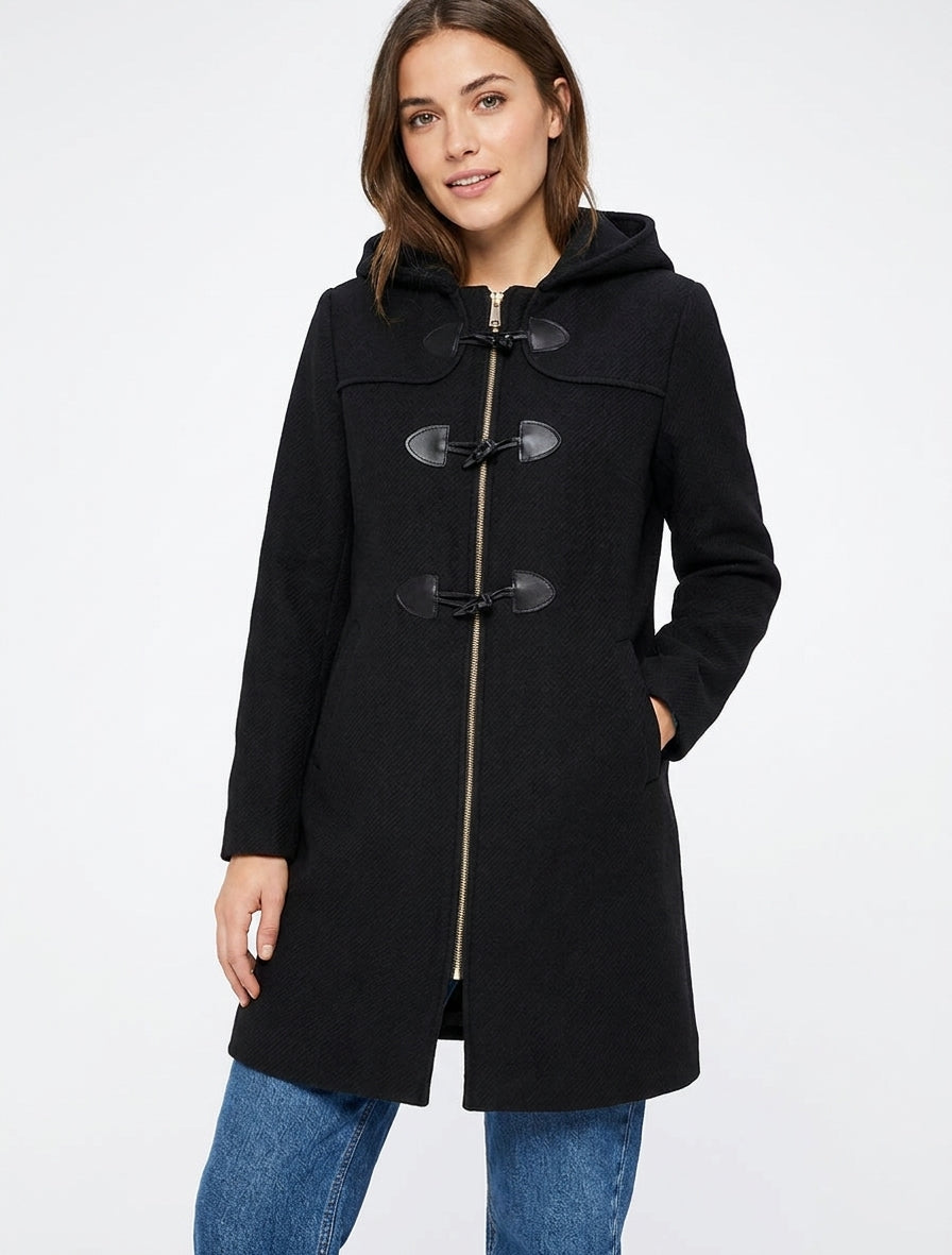 Duffle-coat à brandebourgs - Noir