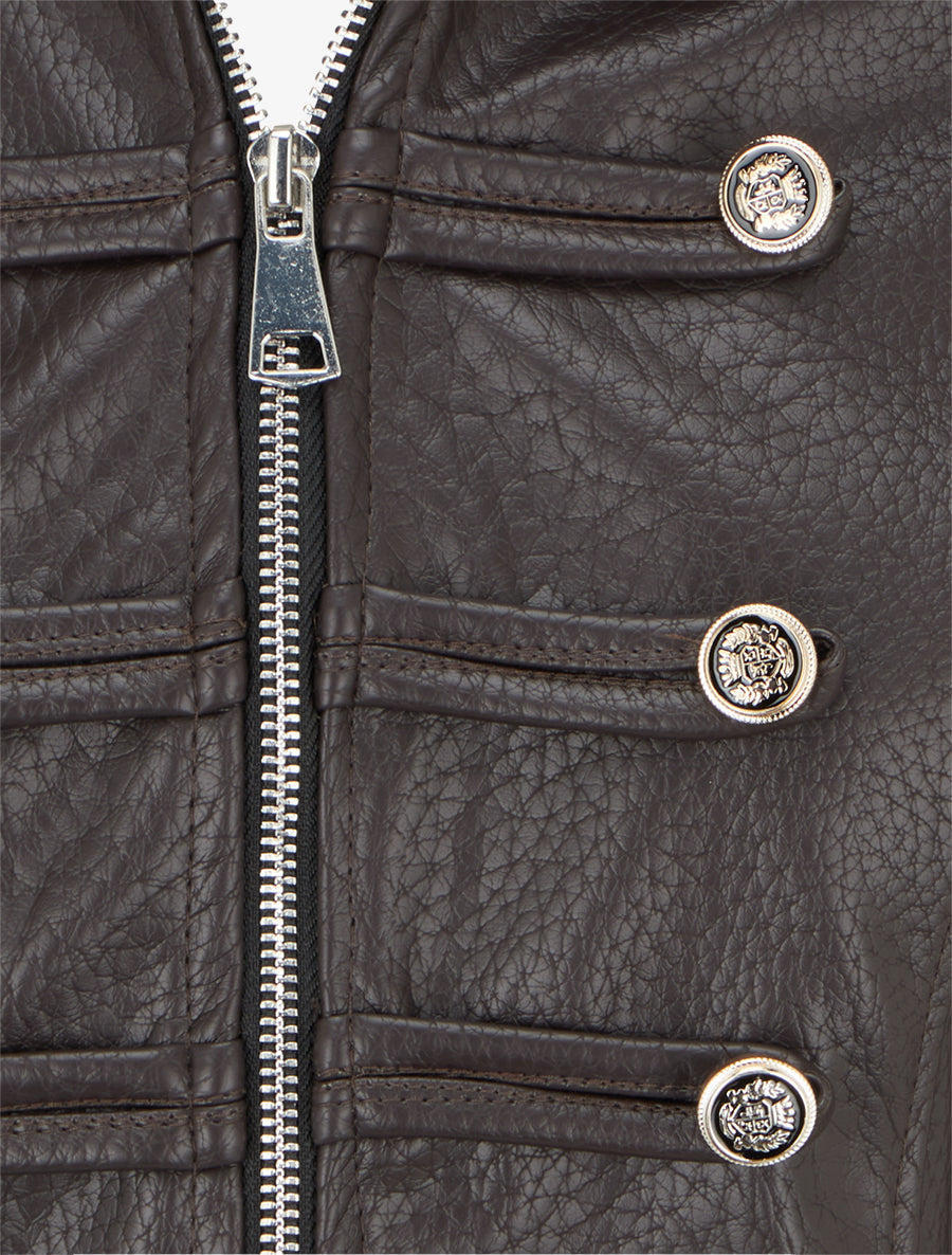Veste simili style officier - Marron - 3