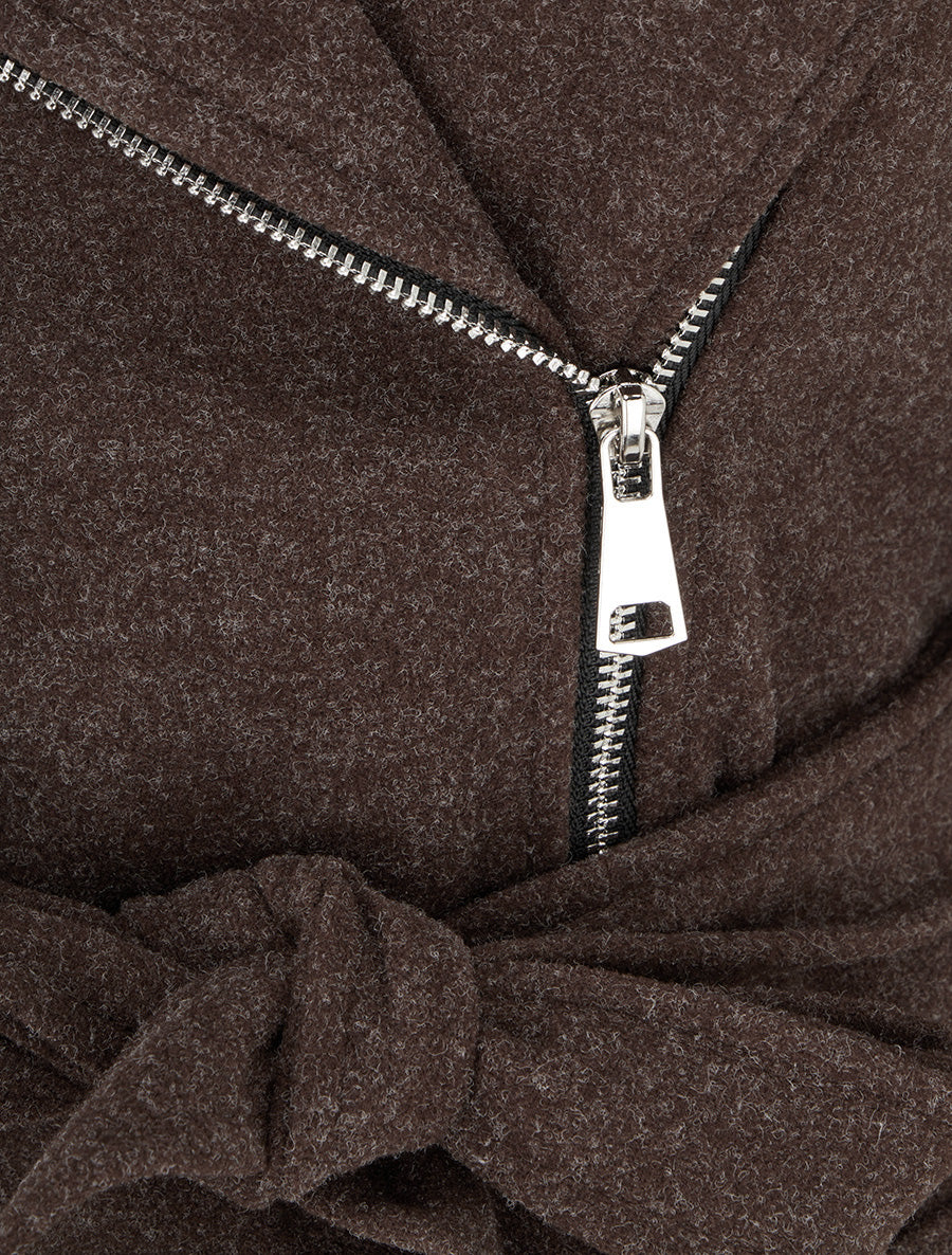 Manteau zippé col à revers - Marron - 3