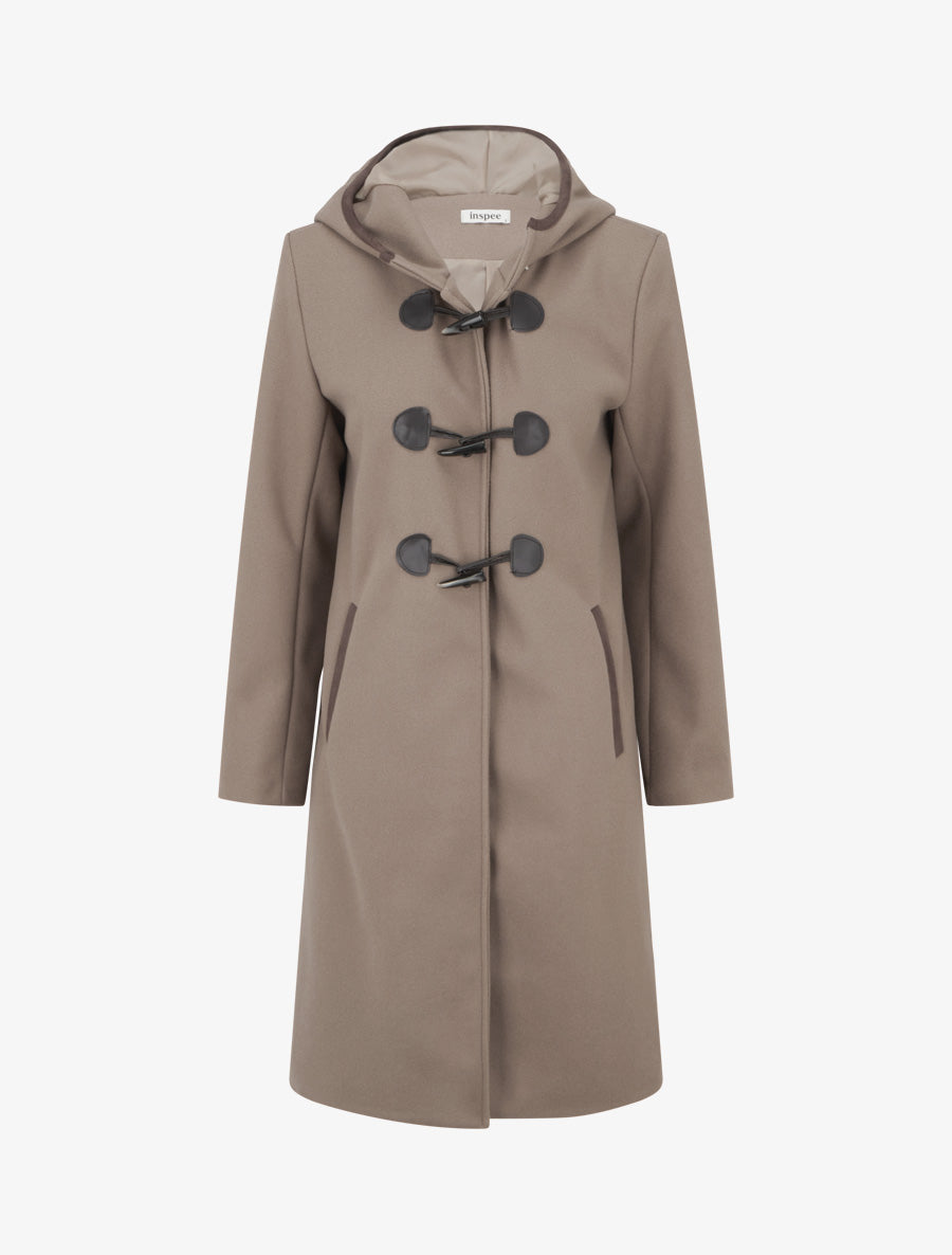 Duffle-coat à attaches contrastantes - Taupe - 1