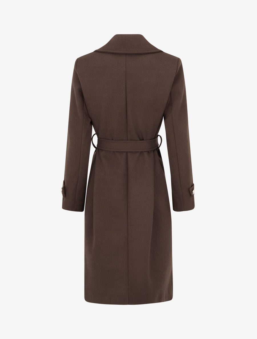 Manteau droit à col cranté - Marron - 2
