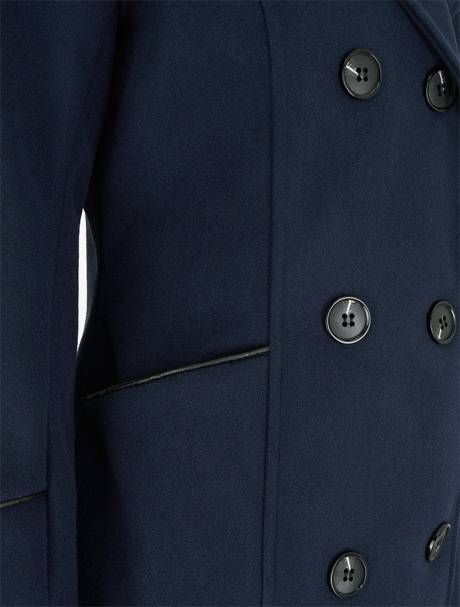 Manteau long croisé coupe droite - Marine - 3