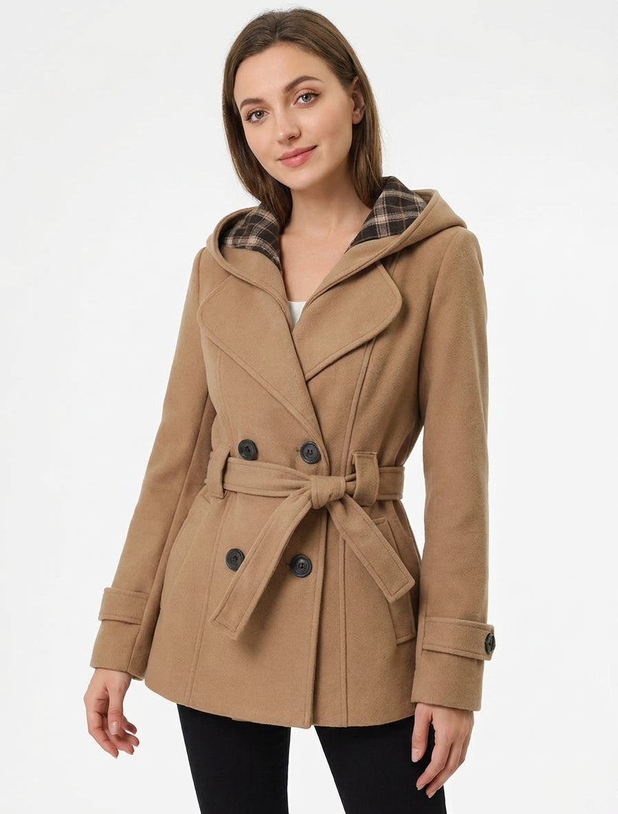 Manteau ceinturé à épaulettes - Camel