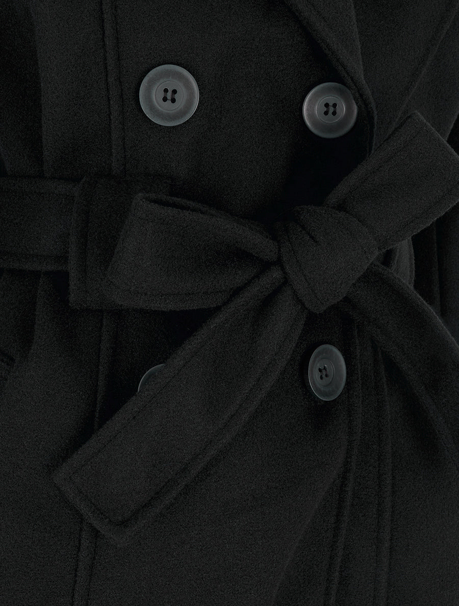 Manteau droit à capuche amovible - Noir - 3