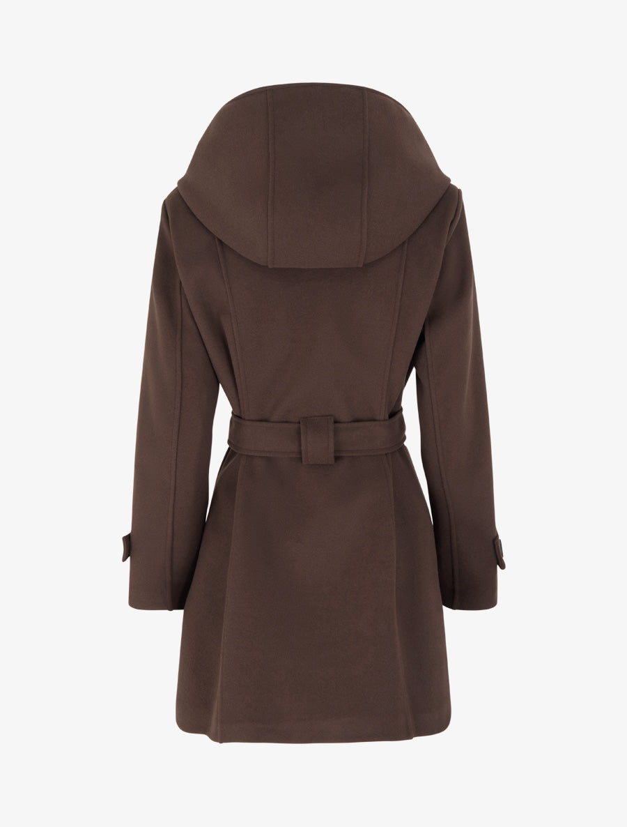 Manteau droit à capuche amovible - Marron - 2