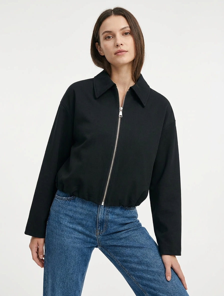 Bomber coupe boule zippé - Noir