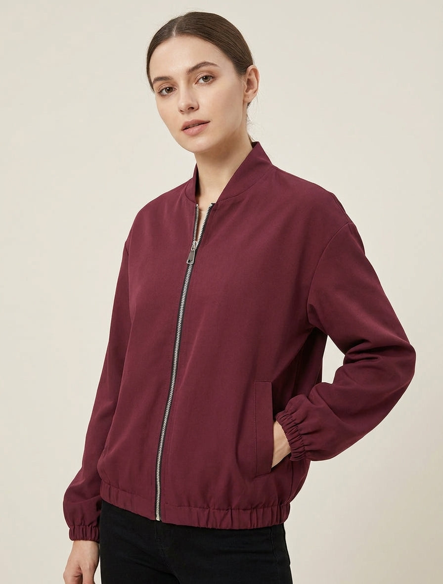 Bomber coupe boule zippé - Bordeaux