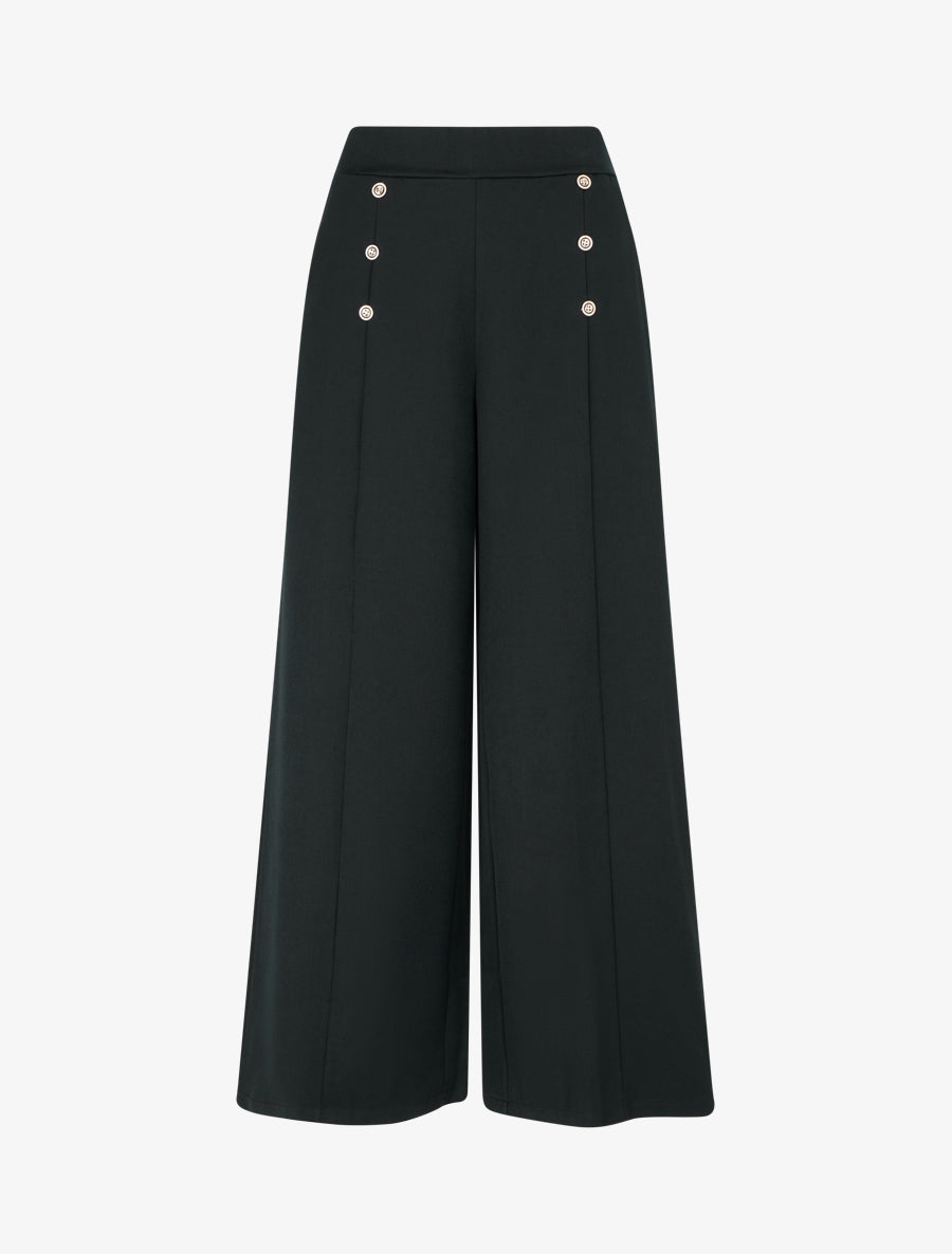 Pantalon pont coupe droite - Noir - 1