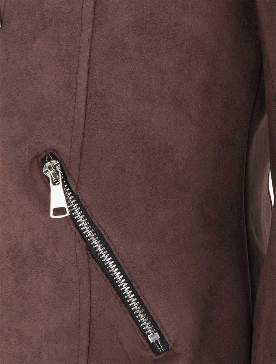 Veste style perfecto en suédine - Chocolat - 3