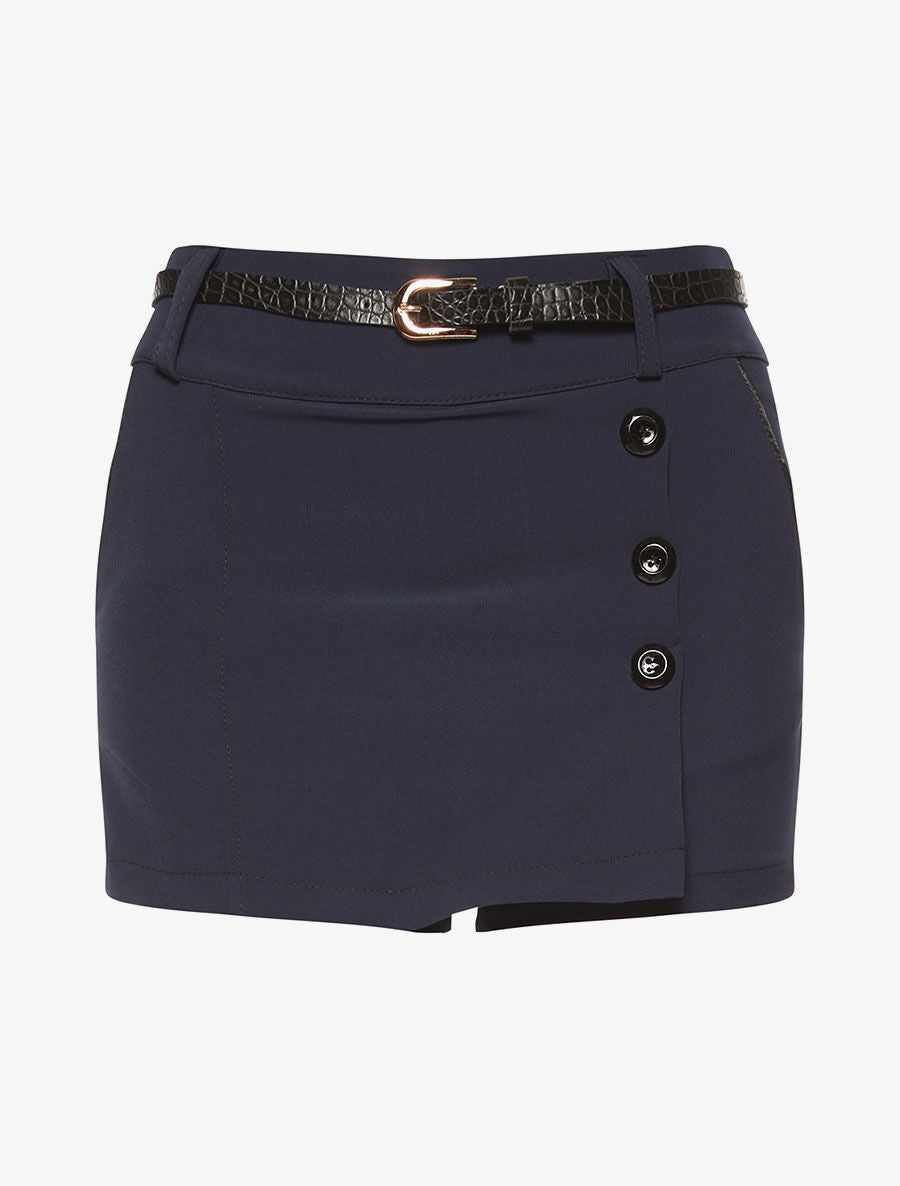 Jupe short unie - marine - 3