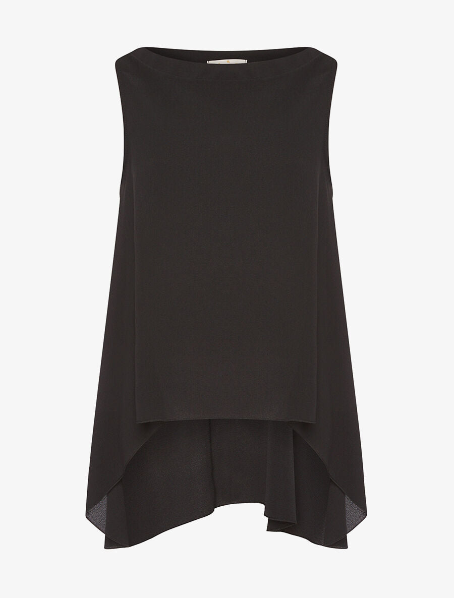 Blouse asymétrique dos long - noir - 3