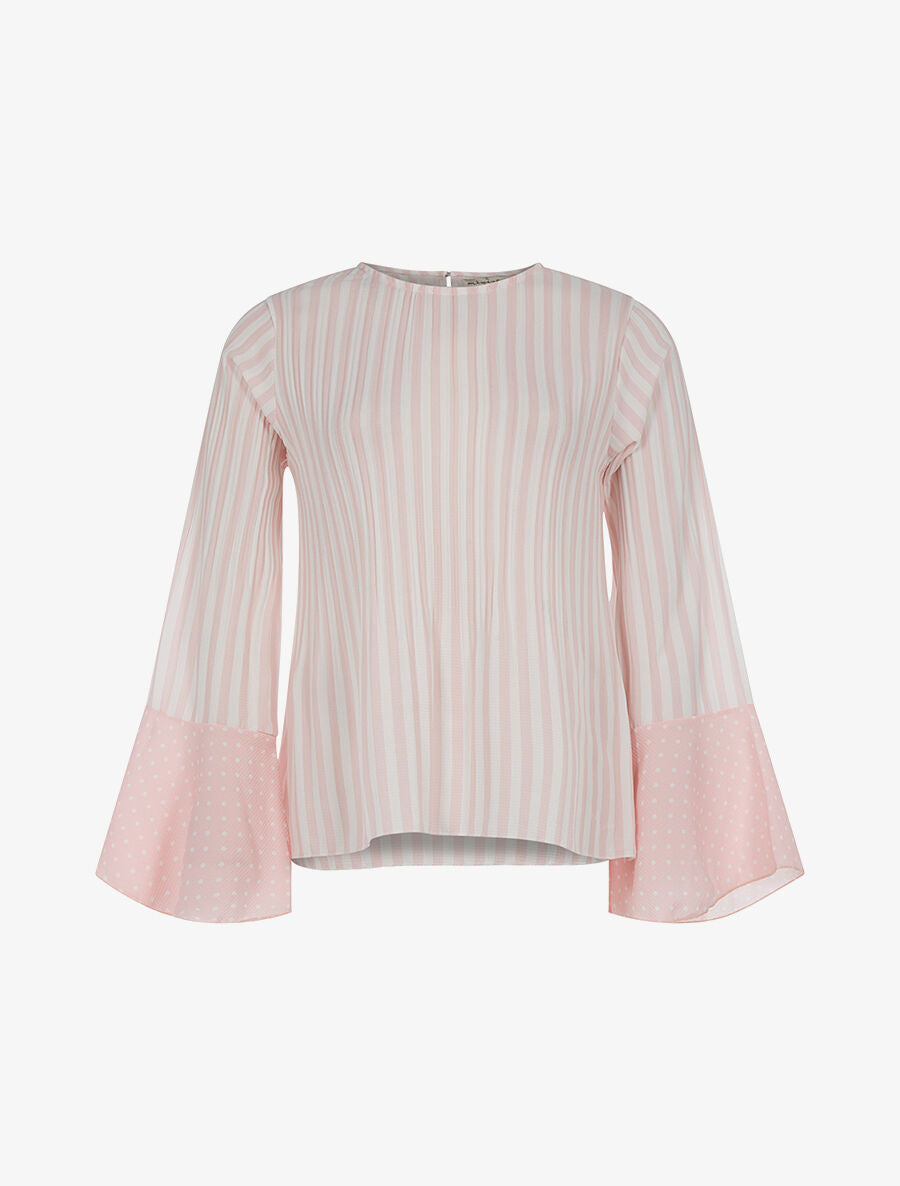 Blouse manches flutes rayée - rose - 3