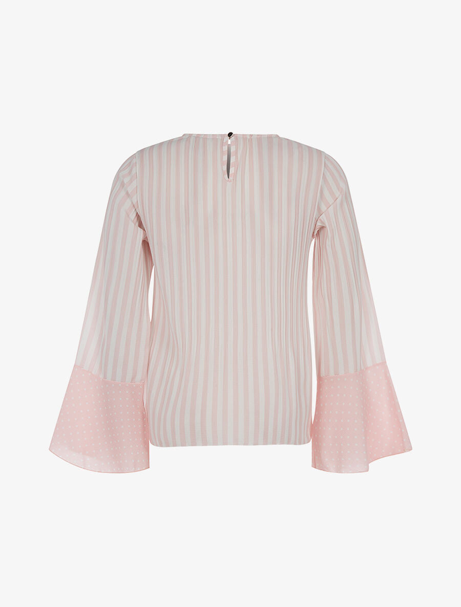 Blouse manches flutes rayée - rose - 2