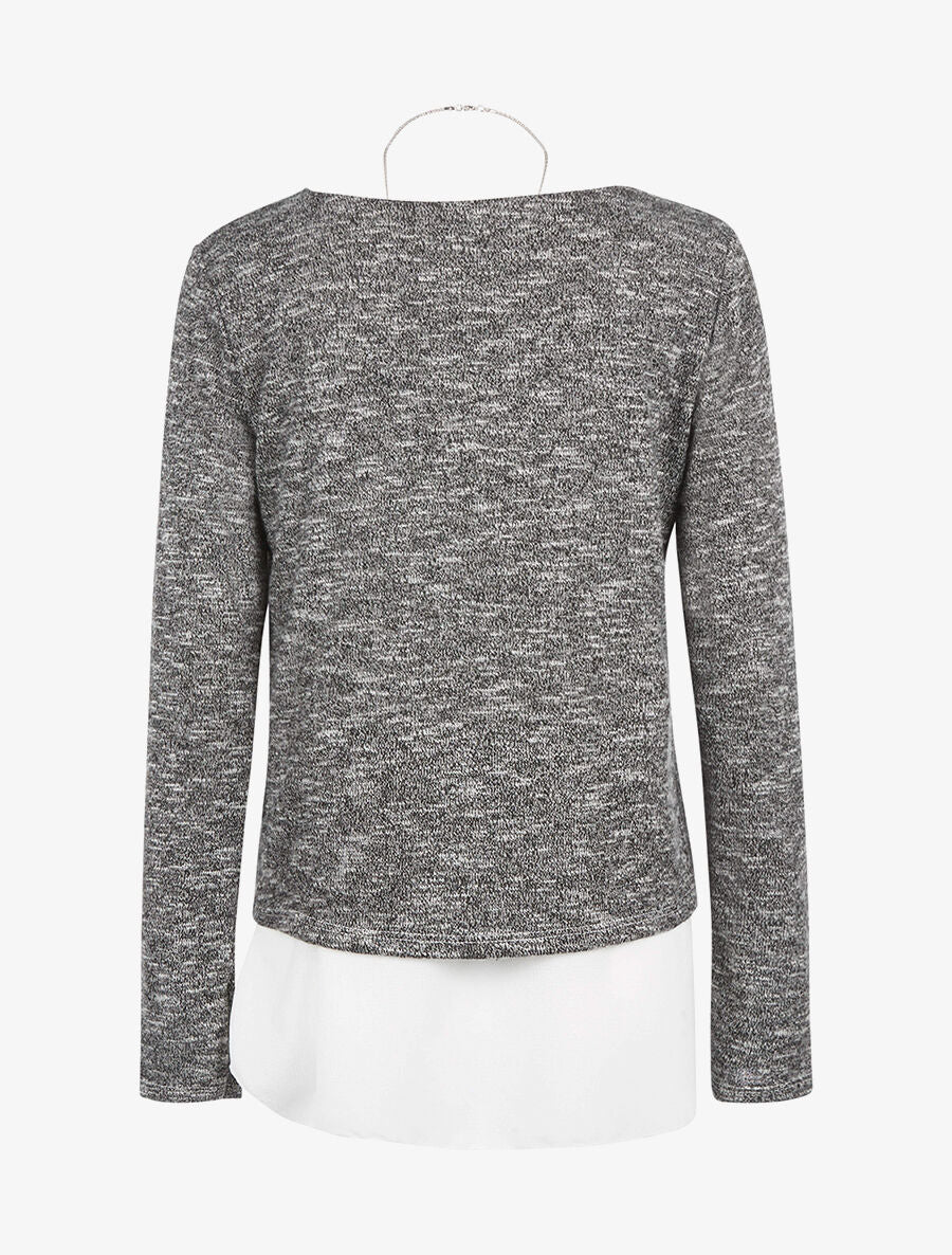 Pull chiné doublé voile - gris foncé - 2