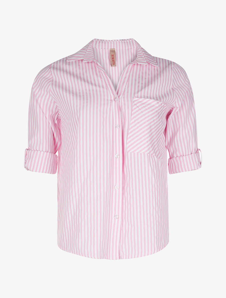 Chemise rayé basic 1 poche - rose - 3