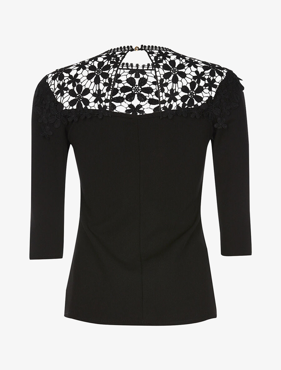 Top à plastron en dentelle - noir - 2