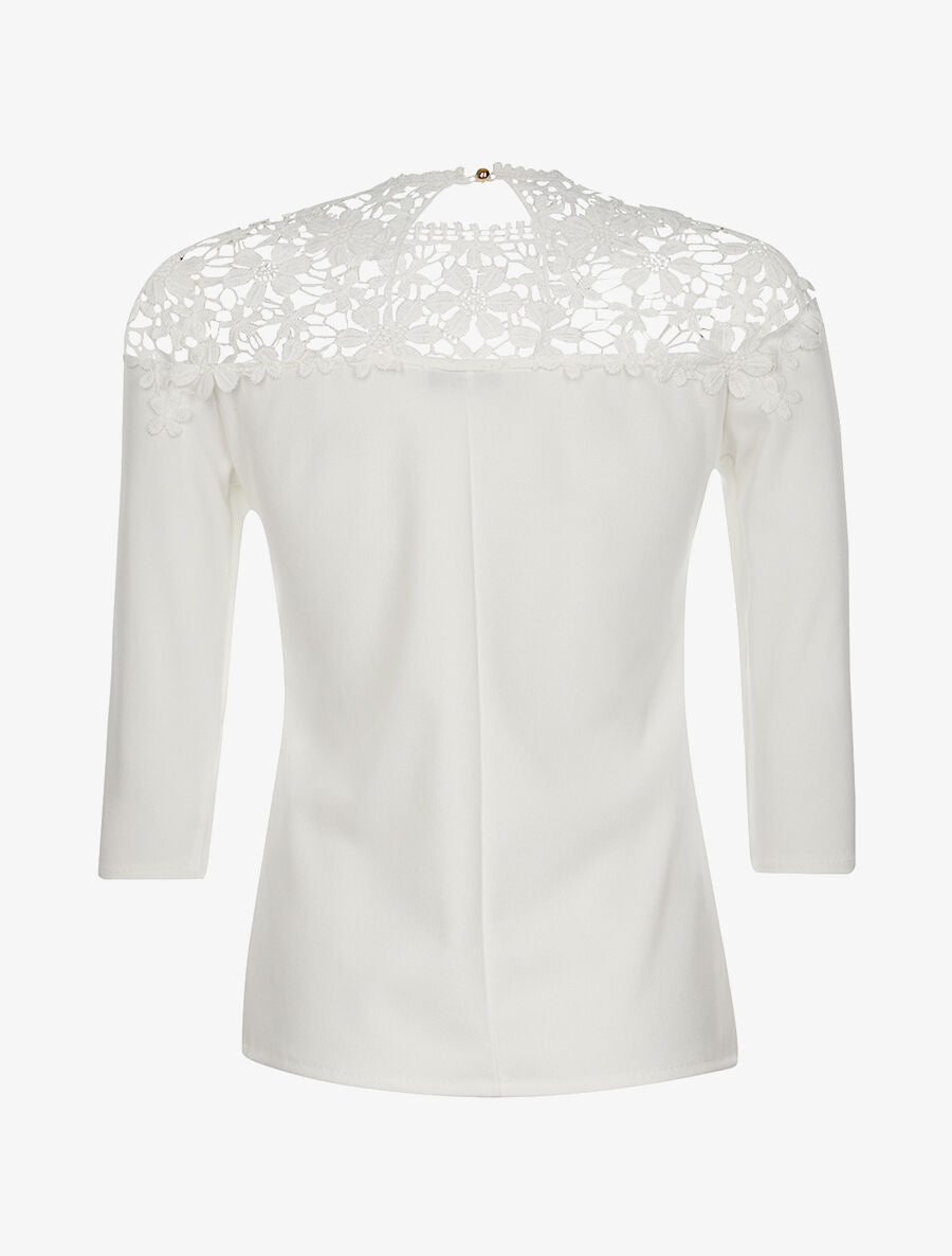 Top à plastron en dentelle - blanc - 2