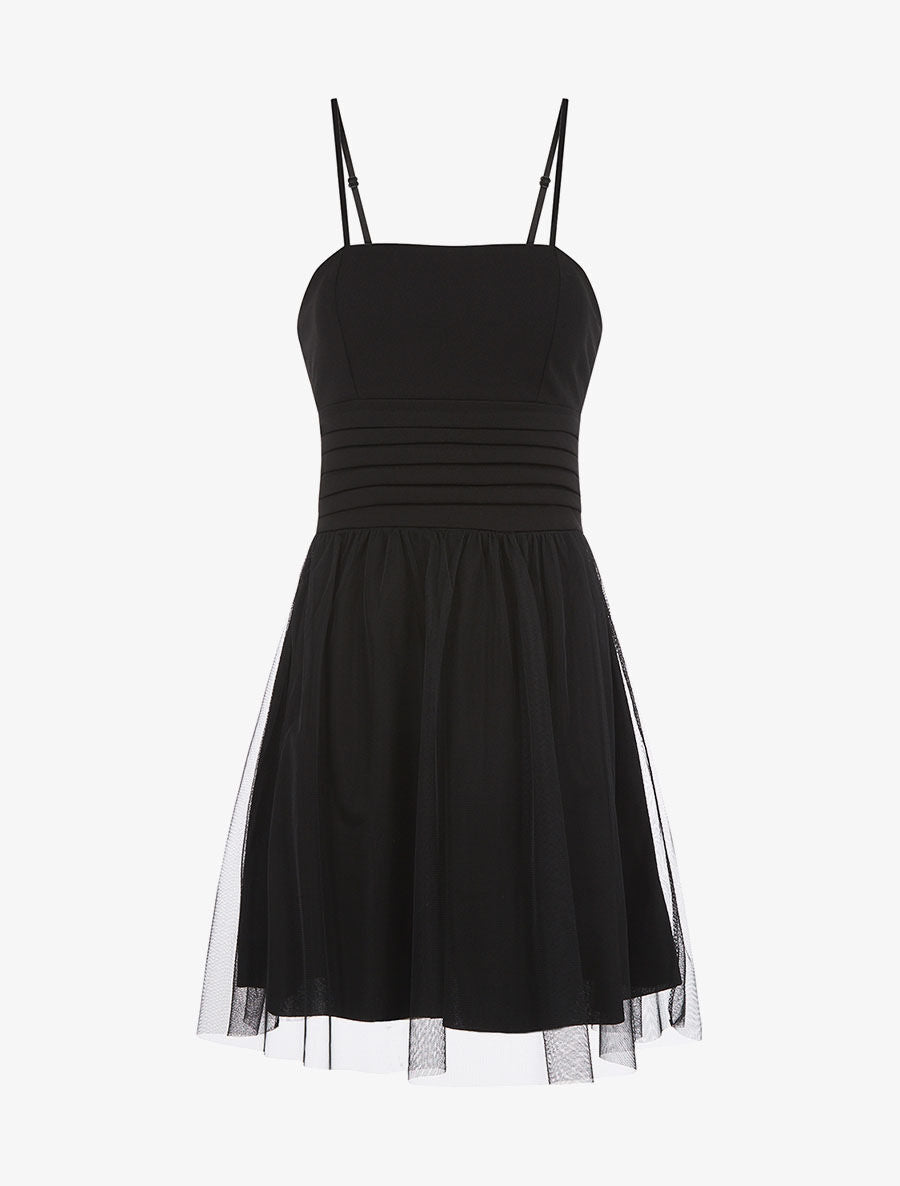 Robe ventre plissé et tulle - noir - 3