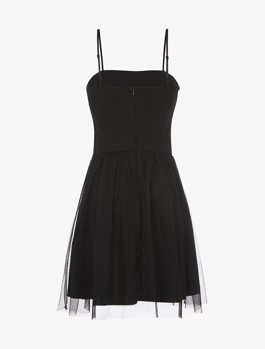 Robe ventre plissé et tulle - noir - 2