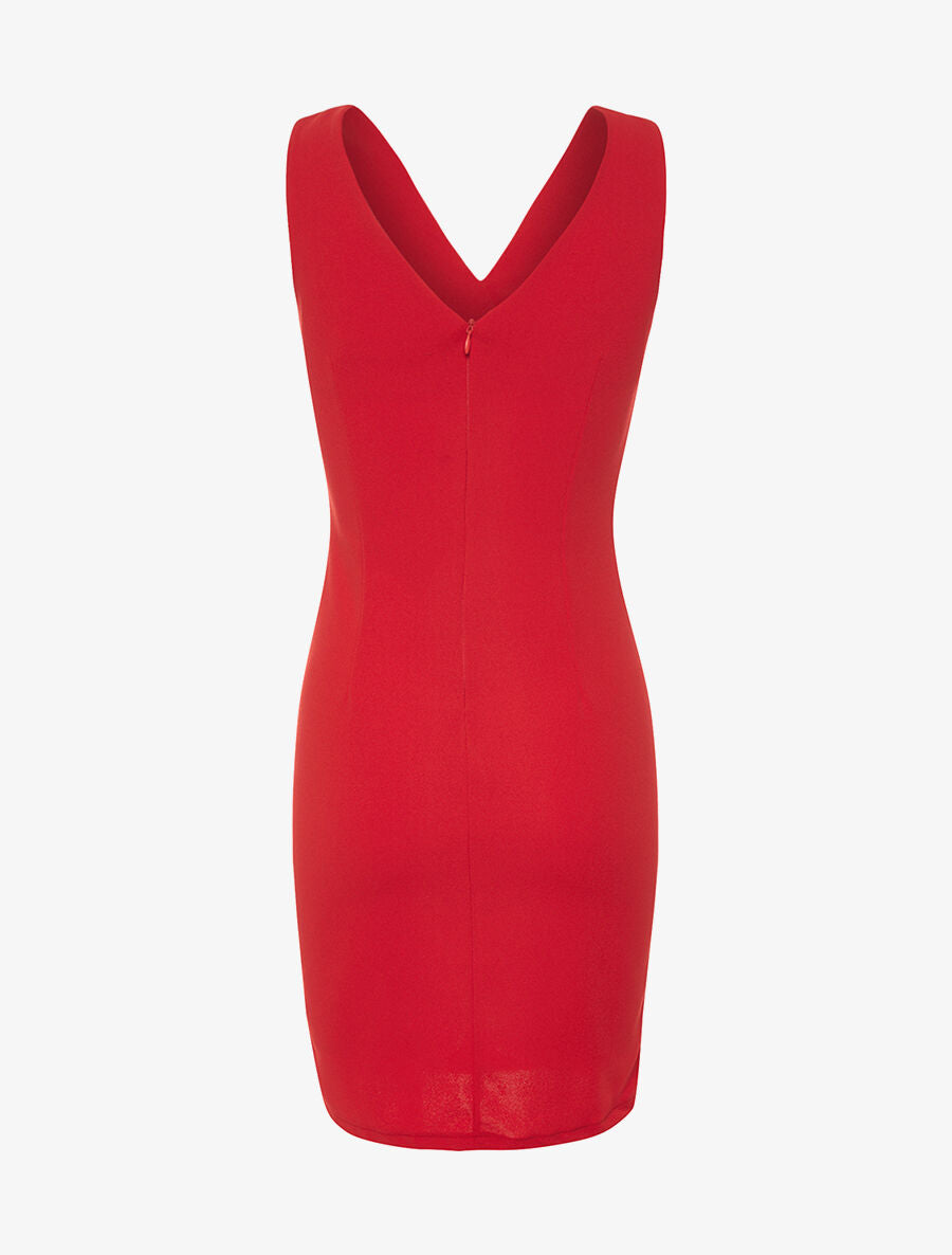 Robe poitrine à plis - rouge - 2