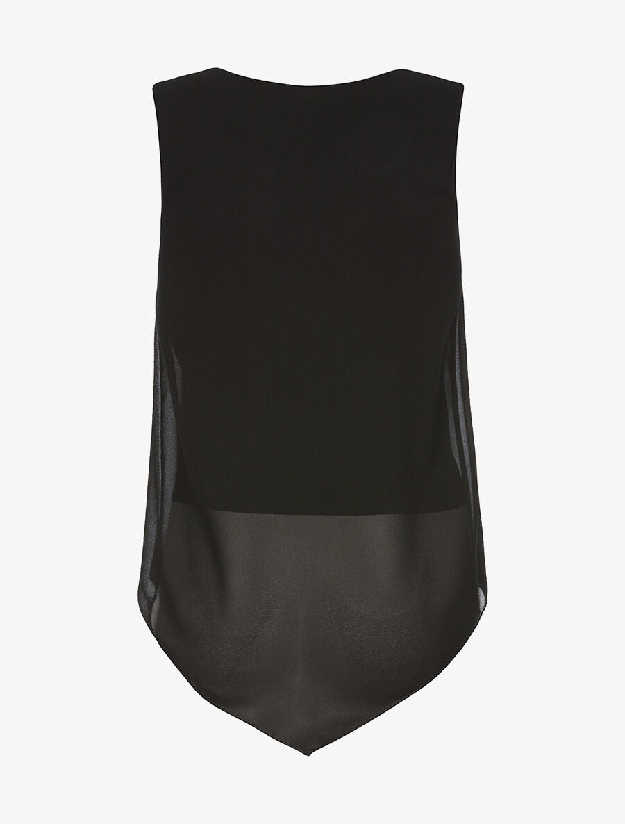 Top voile décolleté zippé - noir - 2