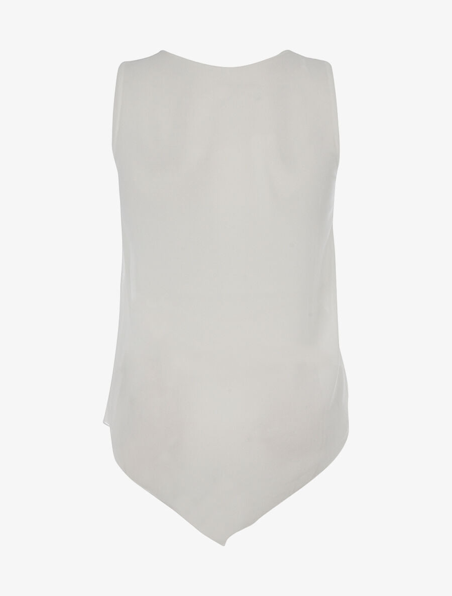 Top voile décolleté zippé - blanc - 2