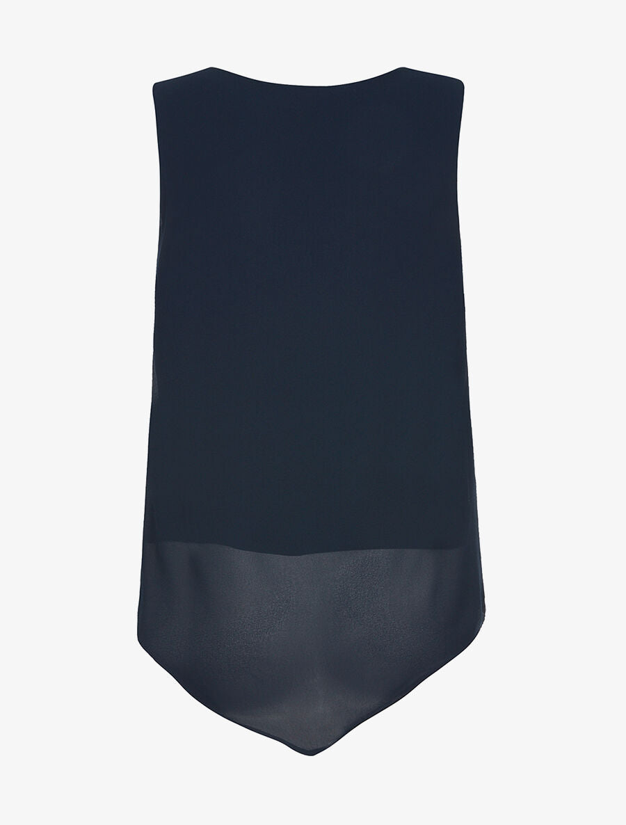 Top voile décolleté zippé - marine - 2