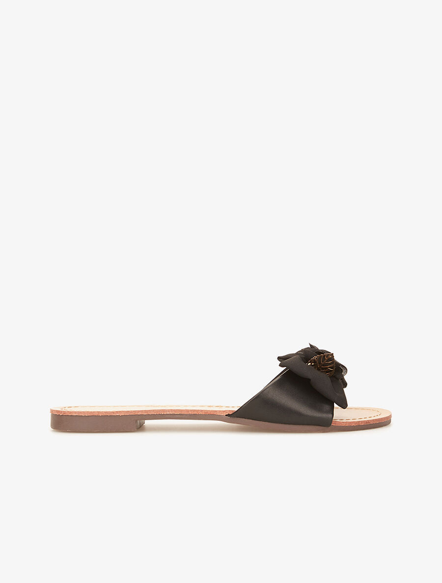 Nu-pieds feuilles dorées - noir - 5