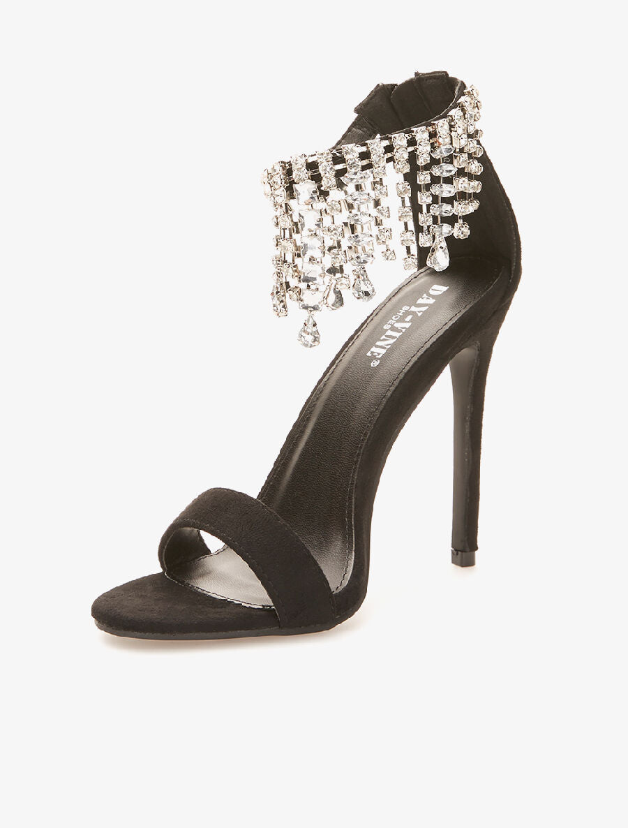 Peep-toes cascade de strass - noir - 3