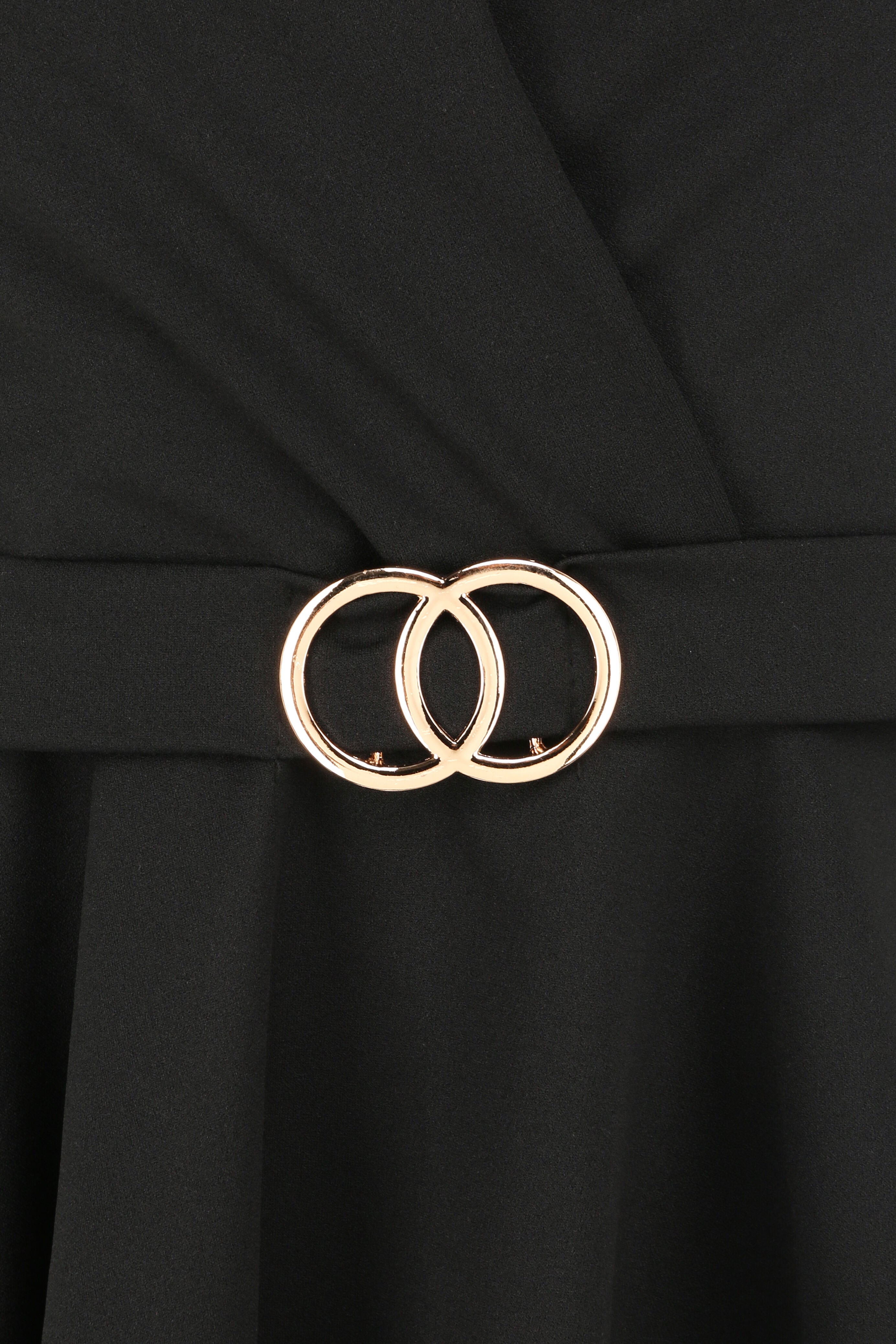 Top péplum à ceinture décorative - Noir - 3