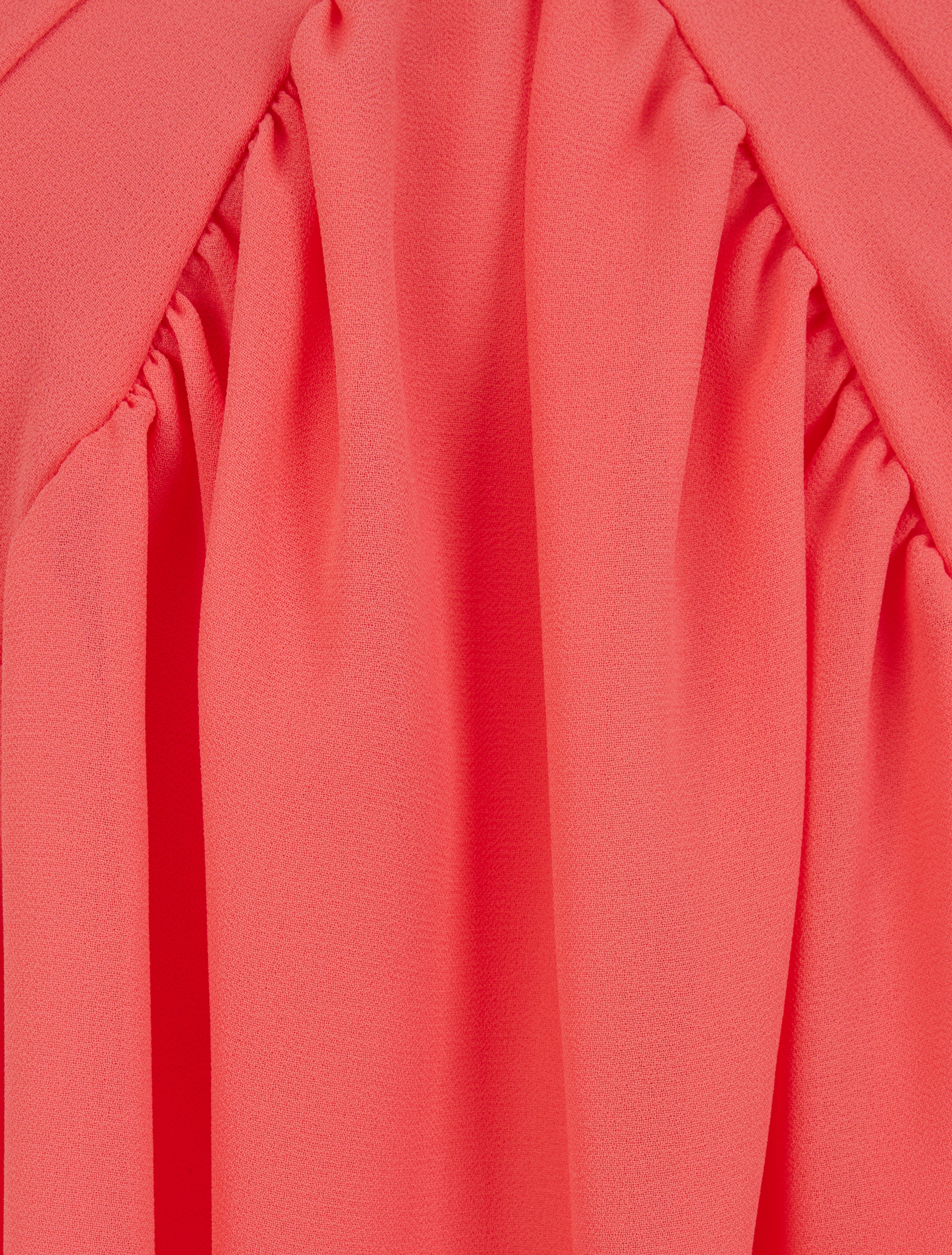 Top droit uni drapé - Corail - 3