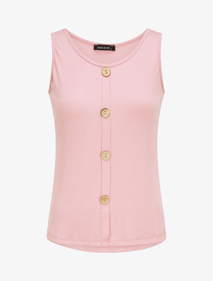 Débardeur droit uni boutonné - Rose - 1