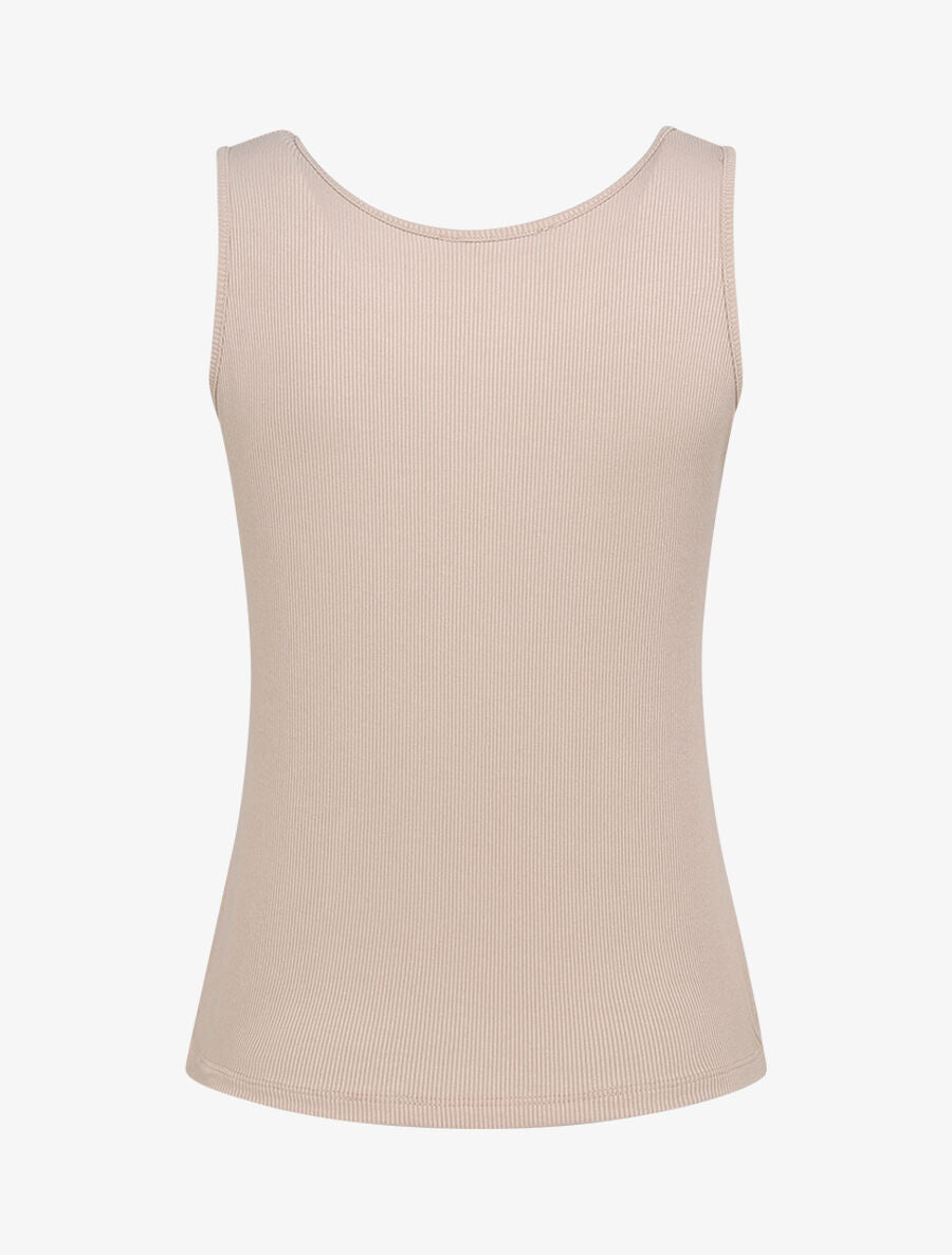 Débardeur droit uni boutonné - Beige - 2