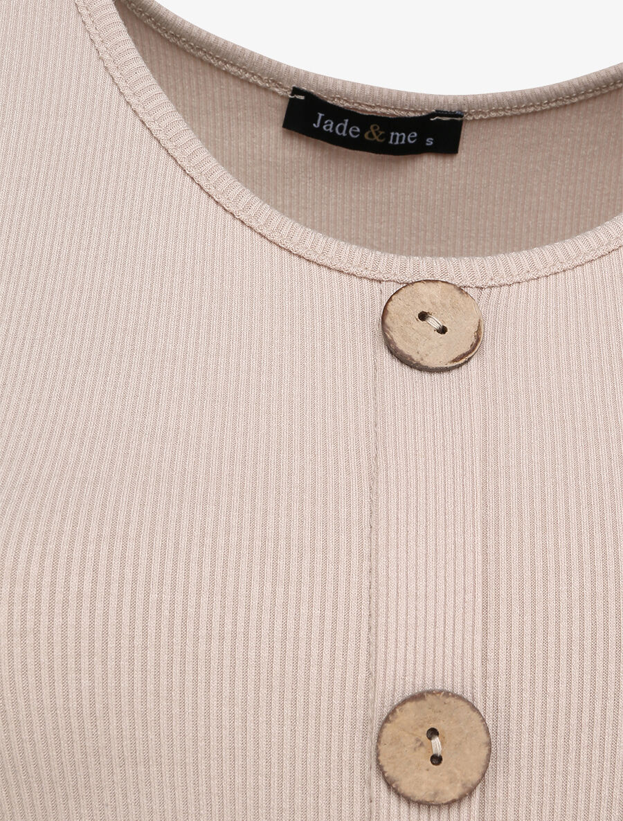 Débardeur droit uni boutonné - Beige - 3