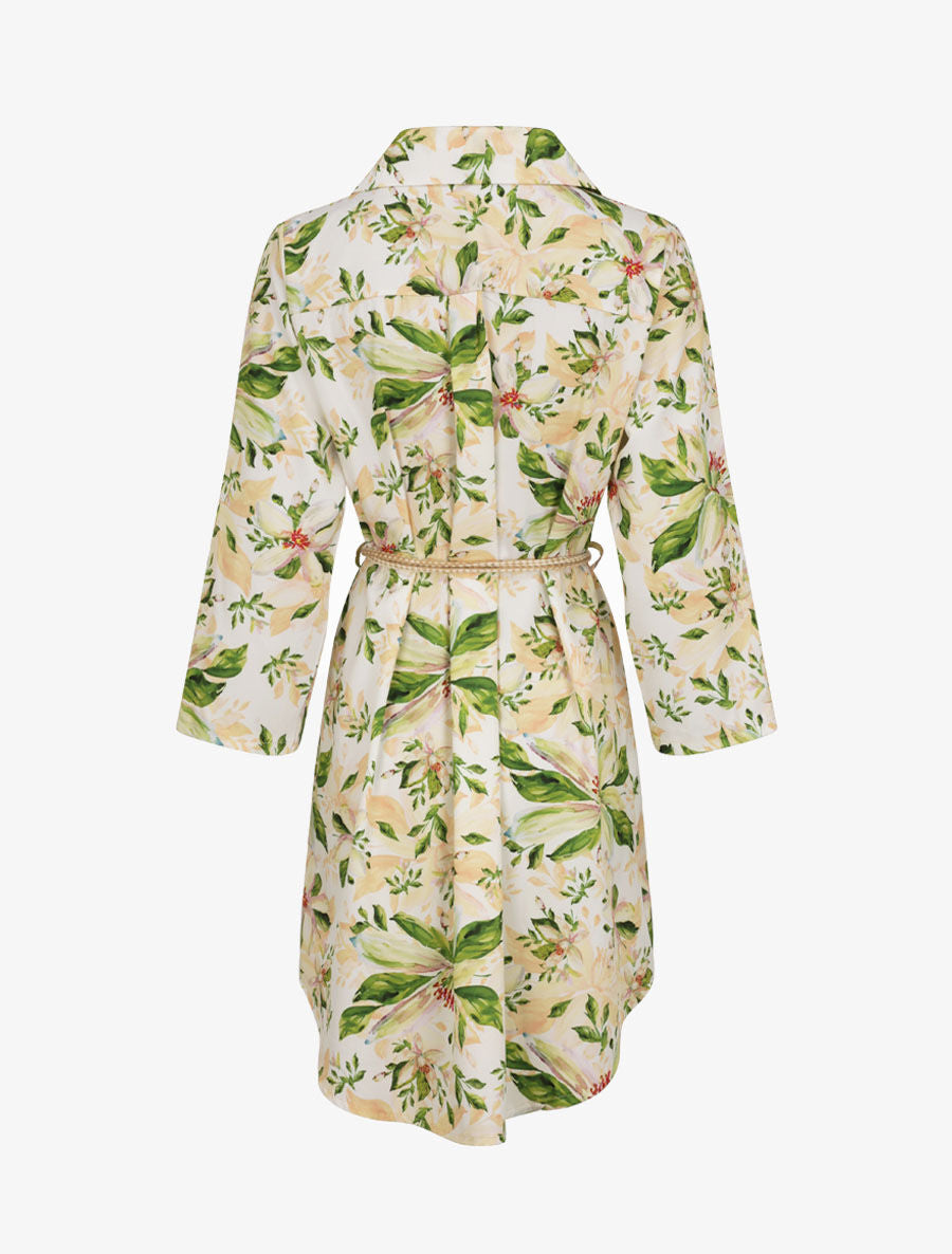 Robe chemise droite imprimé fleurs de lys - Blanc - 2