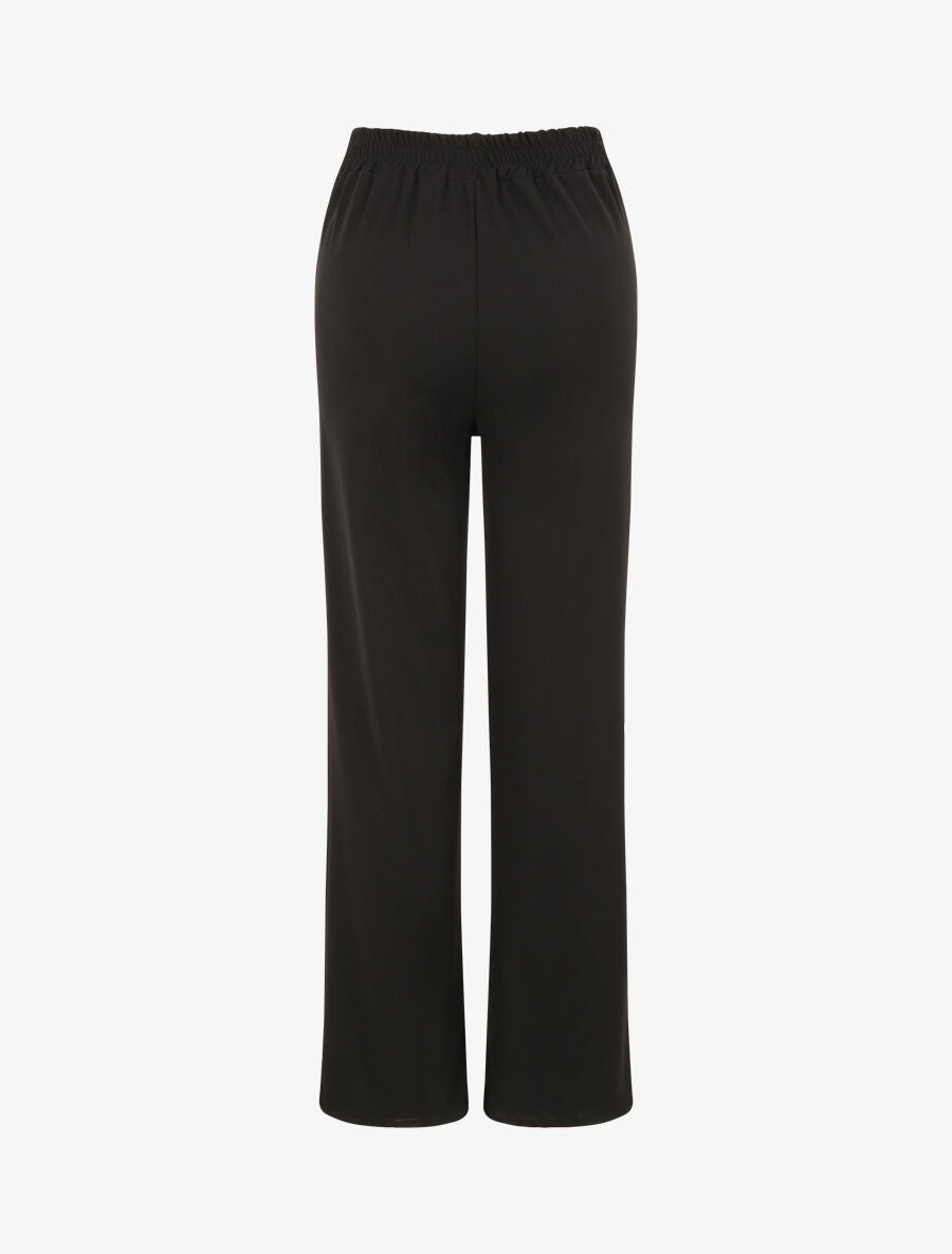 Pantalon droit ample uni à taille haute - Noir - 2