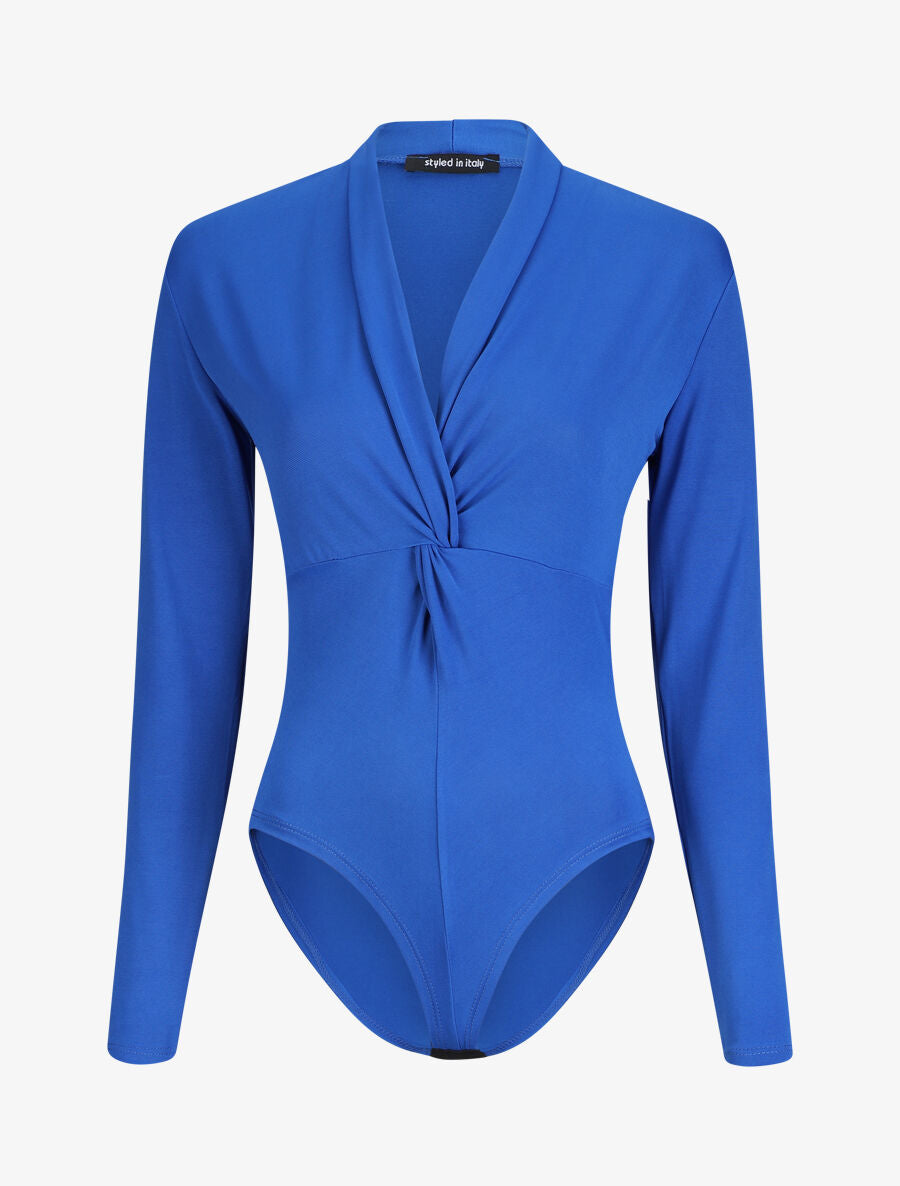 Body uni à col style noeud - Bleu roi - 1