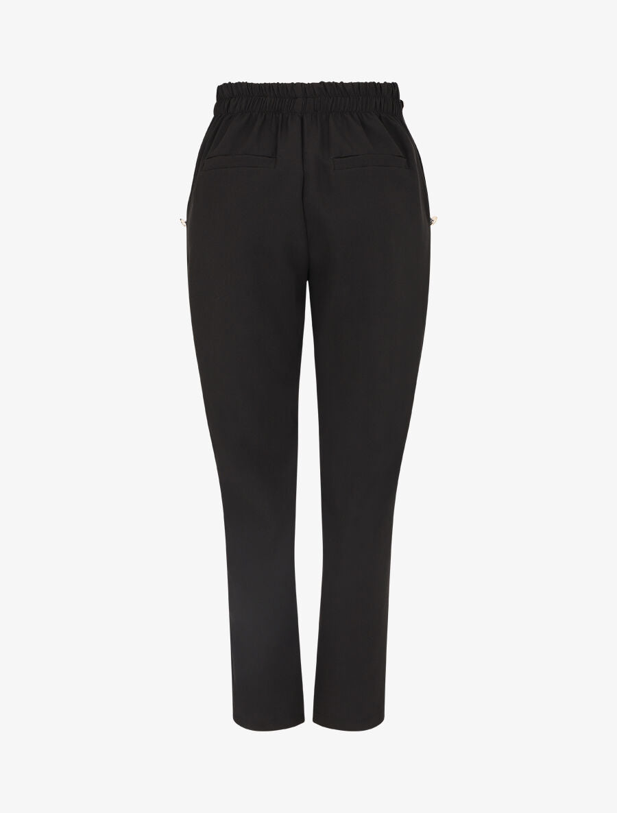 Pantalon slim à boutons stylisés - Noir - 2