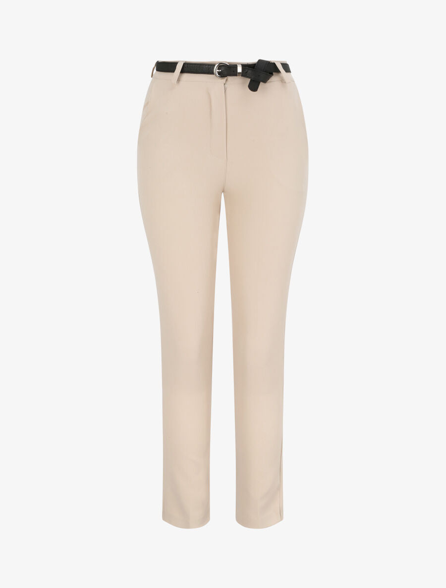 Pantalon fluide uni - Beige - 1