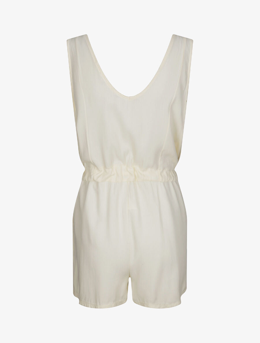 Combishort fluide unie à col zippé - Beige - 2