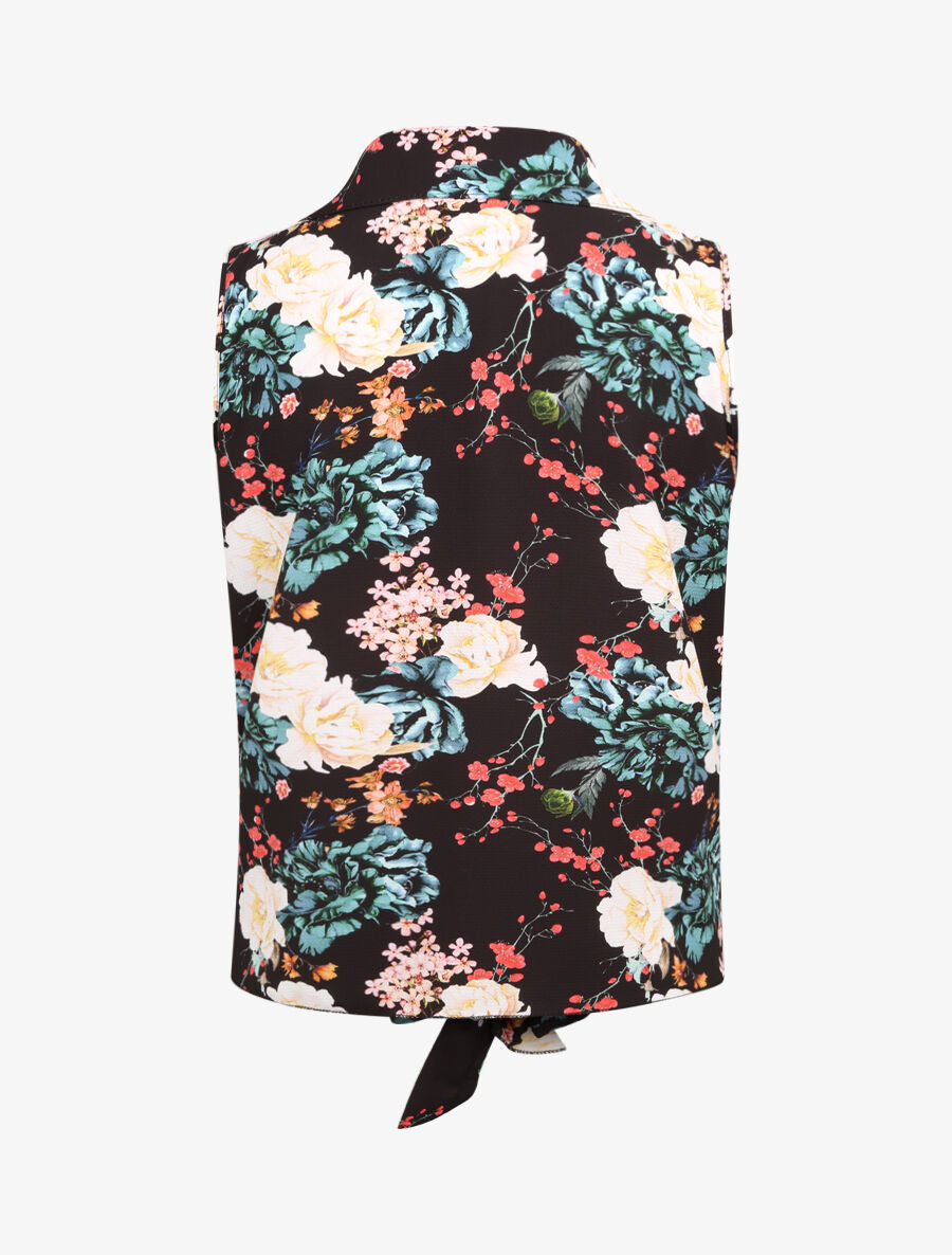 Chemise à nouer à imprimé fleurs sauvages - Noir - 2